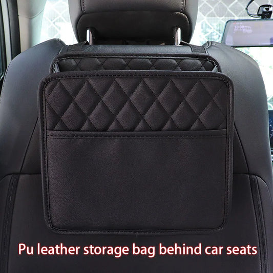 Car Backseat Organizer Multifunction PU Leather Interior Storage Bag Hanging Seat Back Tissue Water Cup Holder Auto Accessories