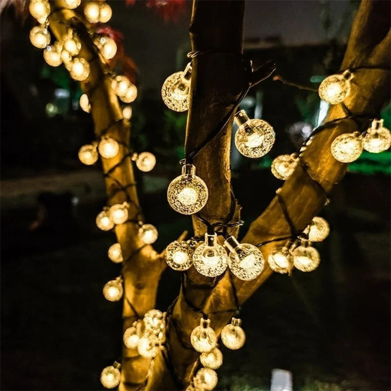 Solar Crystal Globe LED String Lights 60 LED 8 Lighting Modes IP65 Fairy Light Christmas Garland For Garden Party Decor 1pc/2pcs