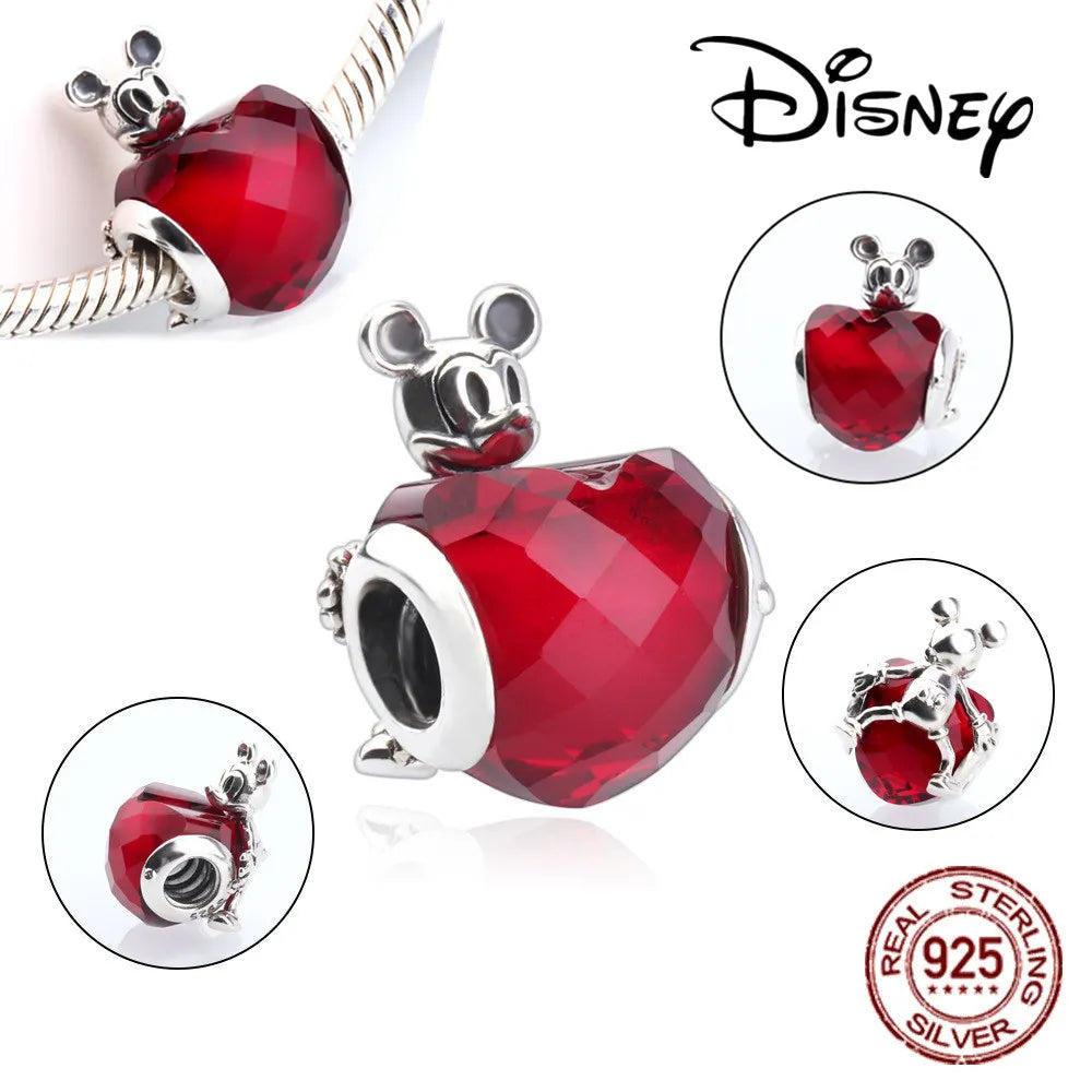 Disney 925 Silver Dumbo Clip Charm Mickey Minnie Love Heart Beads Fit Original Pandora Bracelets DIY Pendant Women Jewelry Girl