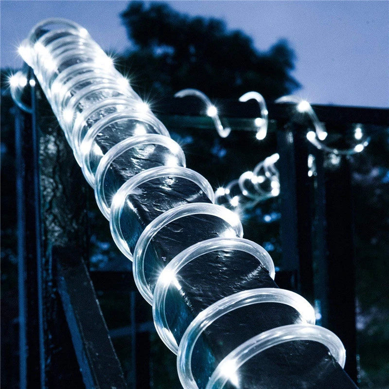 1pc Solar LED String Light 50LED Tube Rope String Lights With 8 Modes Outdoor Waterproof Tube Solar Fence Lights For Home Decor