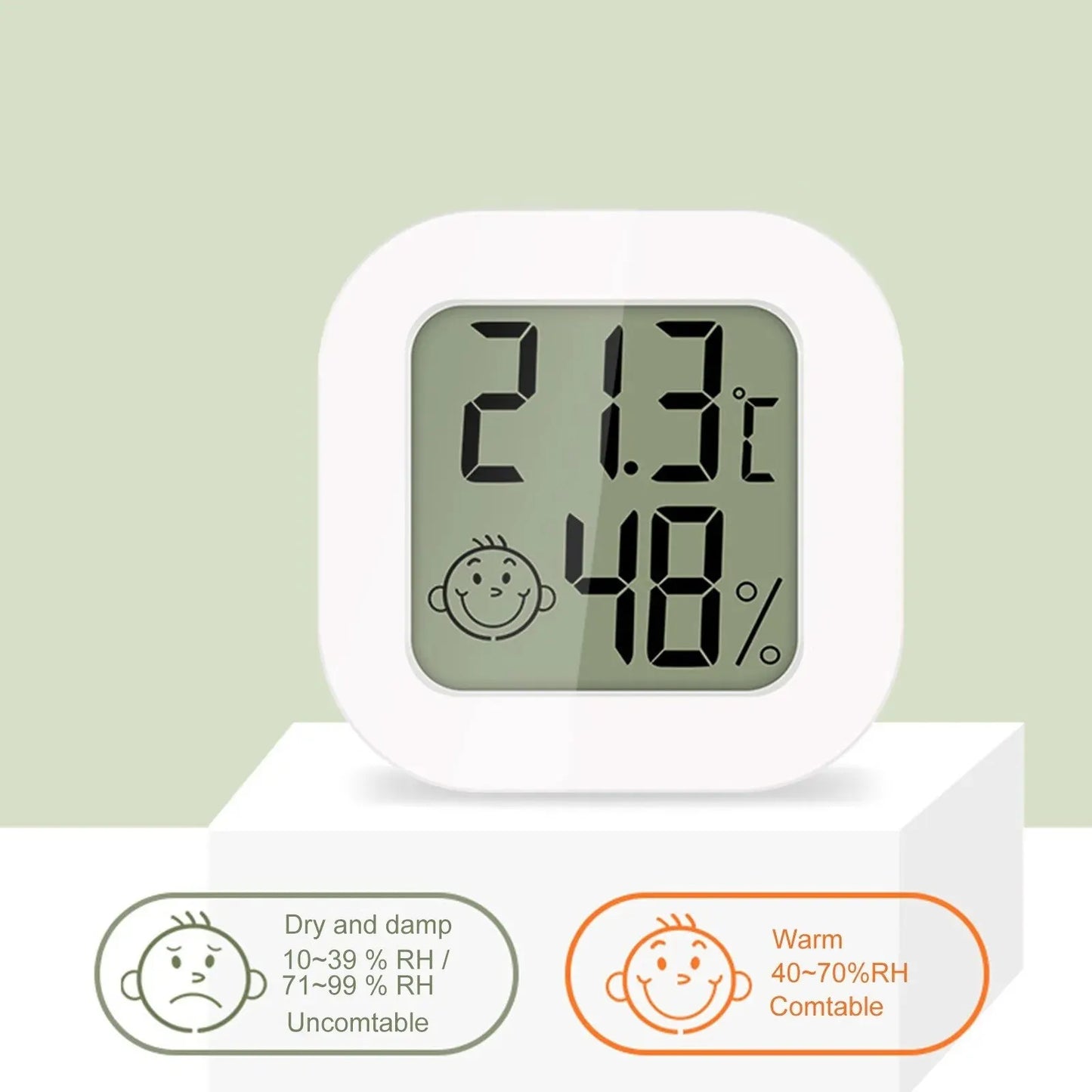 Humidity Sensor Indoor Thermometer Hygrometer Temperature and Humidity Monitor with LCD Display in Fahrenheit, Mini Smiley Face