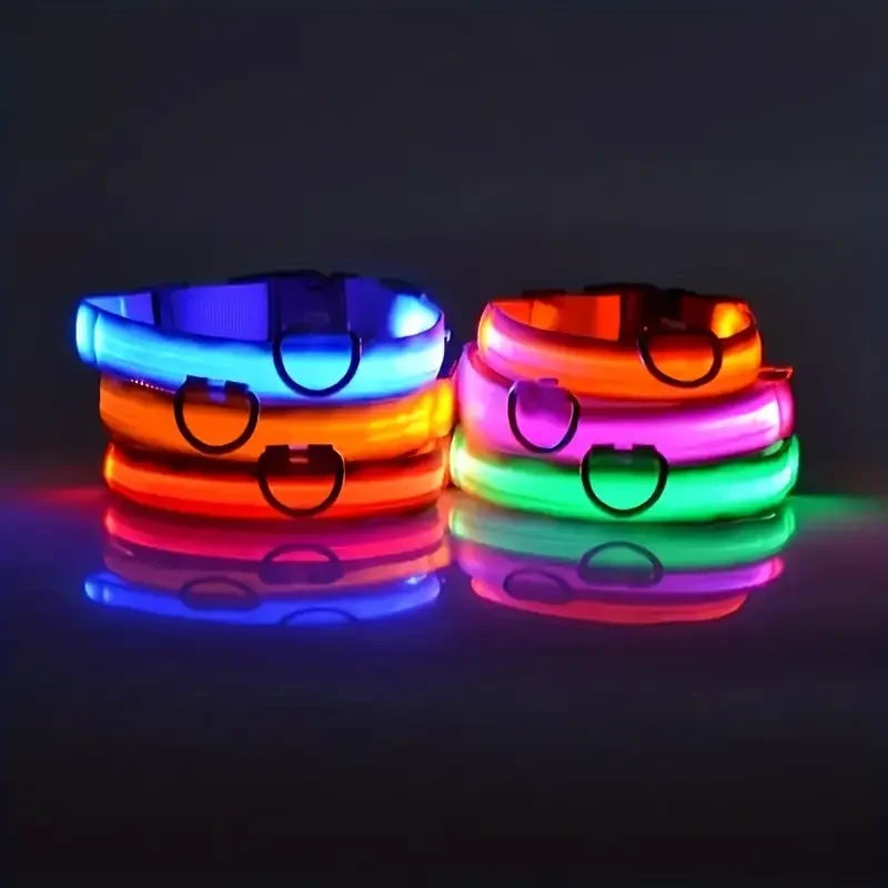 LED Safety Collar For Small And Medium Dogs - Adjustable, Flashing Glow For Night Walking