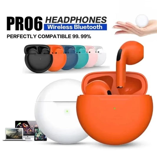 Original Pro 6 TWS Wireless Bluetooth Earphones Headphones Mini Fone Earphone Stereo Sport Headset For Xiaomi Android Earbuds