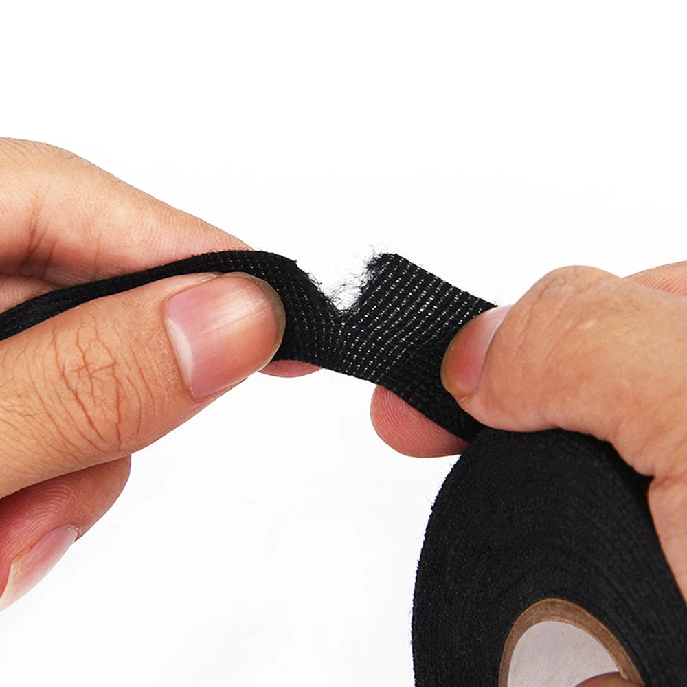 15 Meter Heat-resistant Fabric Tape Black Adhesive Electrical Insulating Cloth Tape for Car Cable Harness Wiring Loom Protection