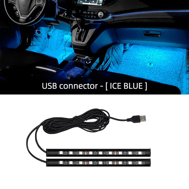 Neon 18 LED Car Interior Ambient Foot Light With USB Decoration Backlight Lighting 5V Universal Auto Atmosphere Decorative Lamp