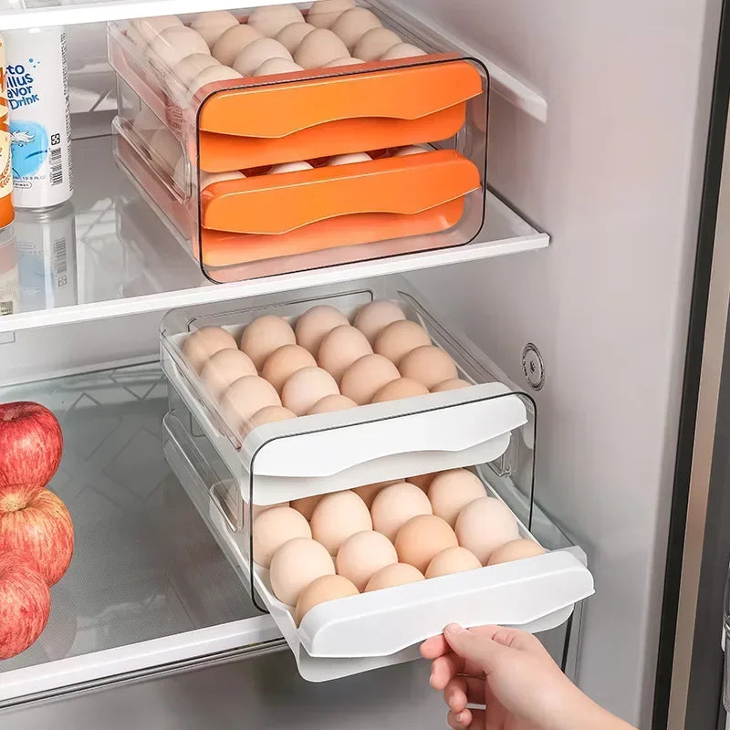 Automatic Scrolling Egg Rack Holder Storage Box Egg Basket Container Organizer Rolldown Refrigerator Egg Dispenser For Kitchen