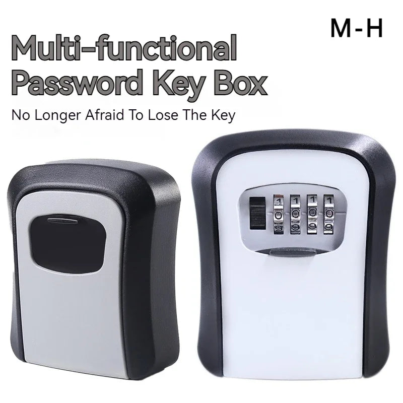 Wall Mount Key Lock Box 4 Digit Password Code Security Lock No Key for Home Office Key Safe Secret Storage Box Organizer