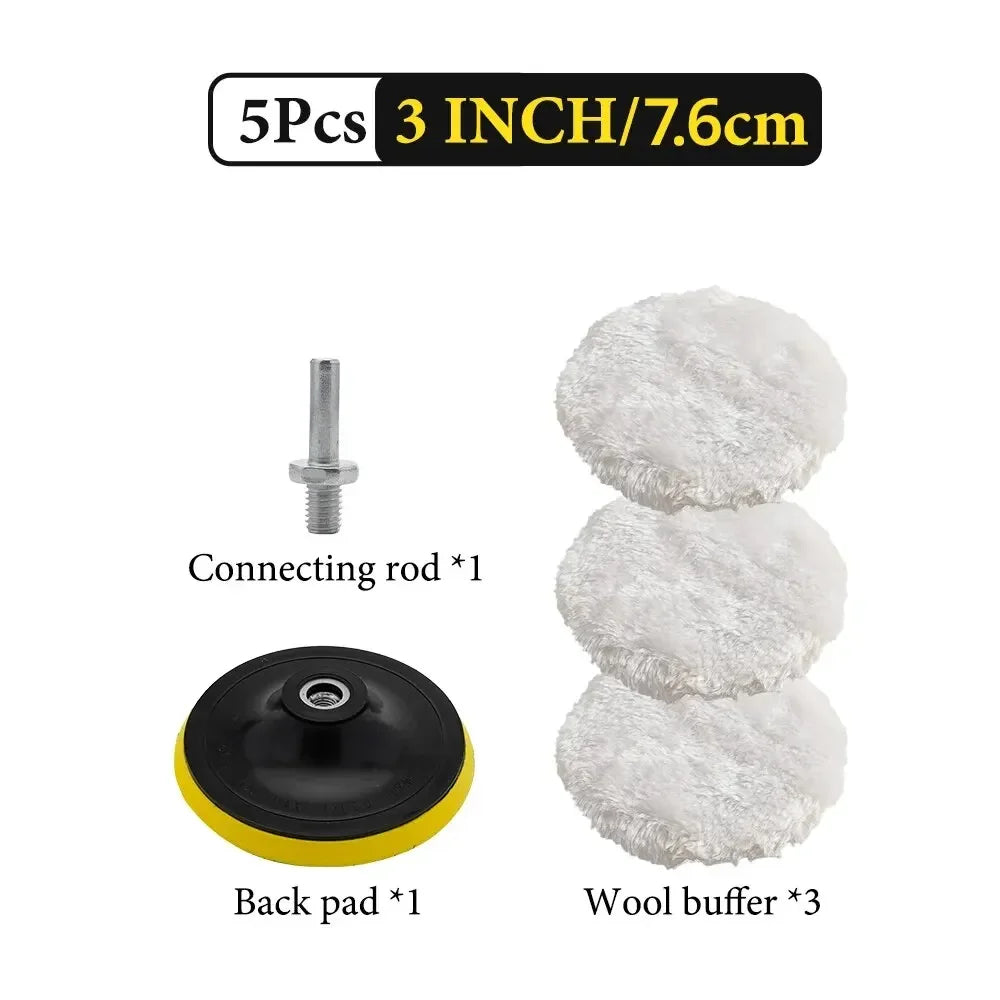 5 Piece 3/4/5 Inch Polishing Set Car GadgetsCar Polishing PadCar Wax Sponge Disc Wool WheelCar Paint Care Polishing Pad