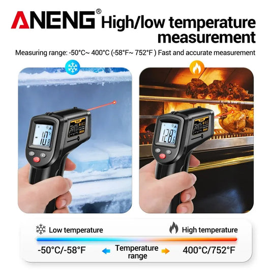 ANENG TH201 Celsius Display Digital Infrared Thermometer Highly Sensitive Non-contact Temperature Measuring Gun Hygrometer