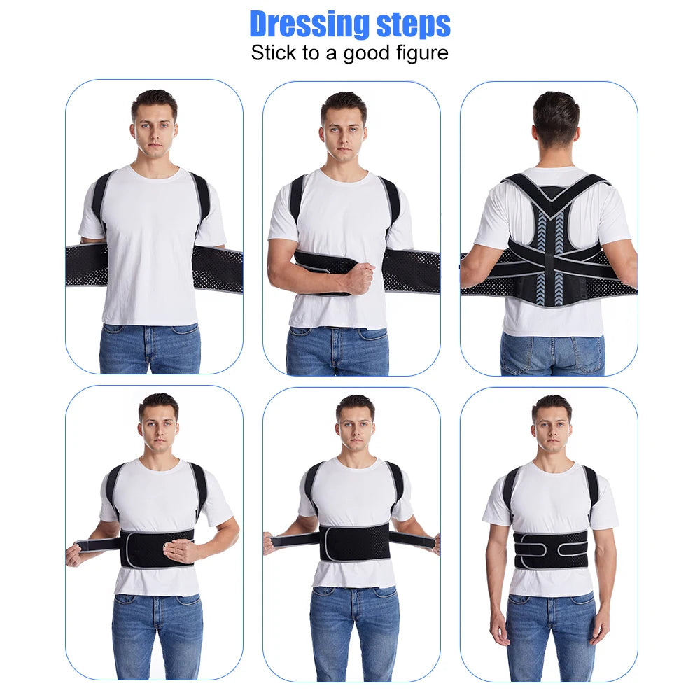 Lumbar Brace Spine Support Belt Adjustable Corset Correction Body Improve with Plate Straight Back Posture Corrector Shoulder