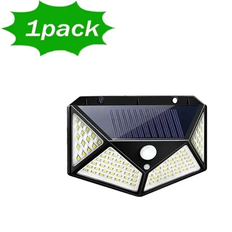 1Pcs 100 LED Wall Lights Outdoor Solar Lamp PIR Motion Sensor Solar Powered Sunlight Street Light for Garden Decoration