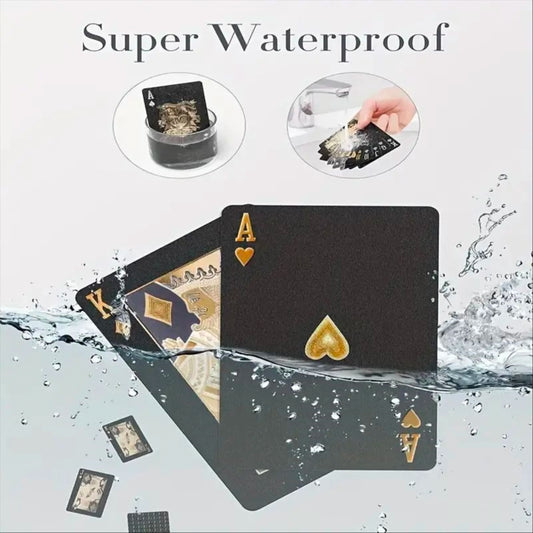 Black Golden Foil Poker Waterproof Plastic Playing Cards Matte  Table Games For Gift Collection