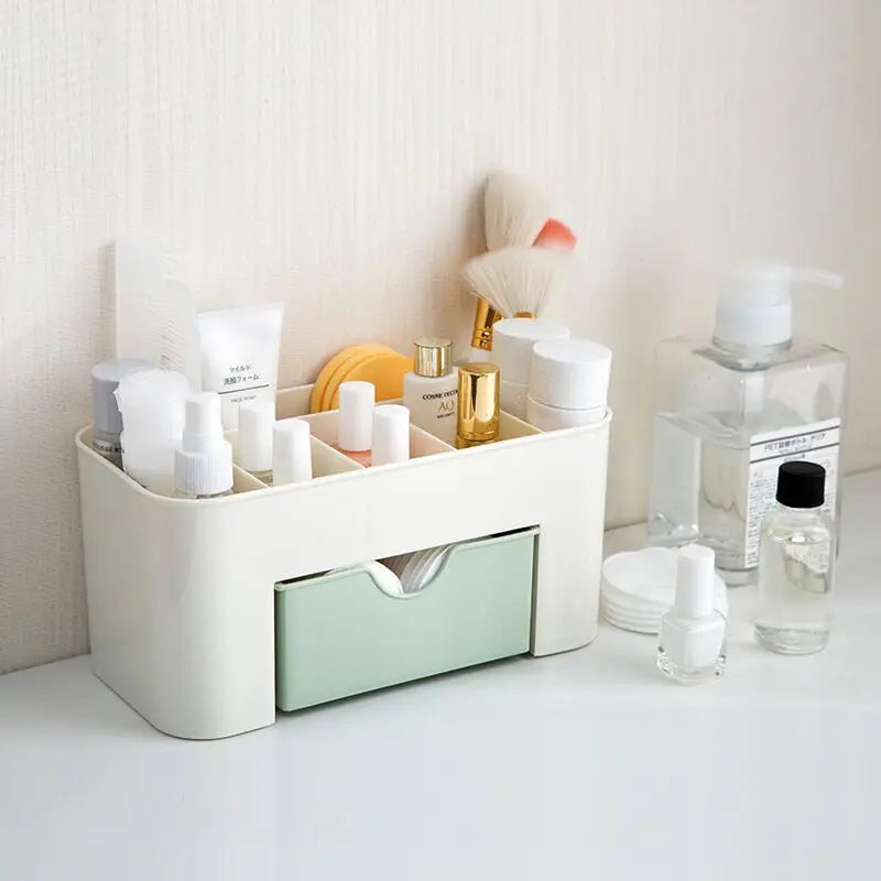 Makeup Organizer Storage Box With Drawer Cotton Swab Stick Storage Case Lipstick Organizer Brush Holder Makeup Acrylic Plastic