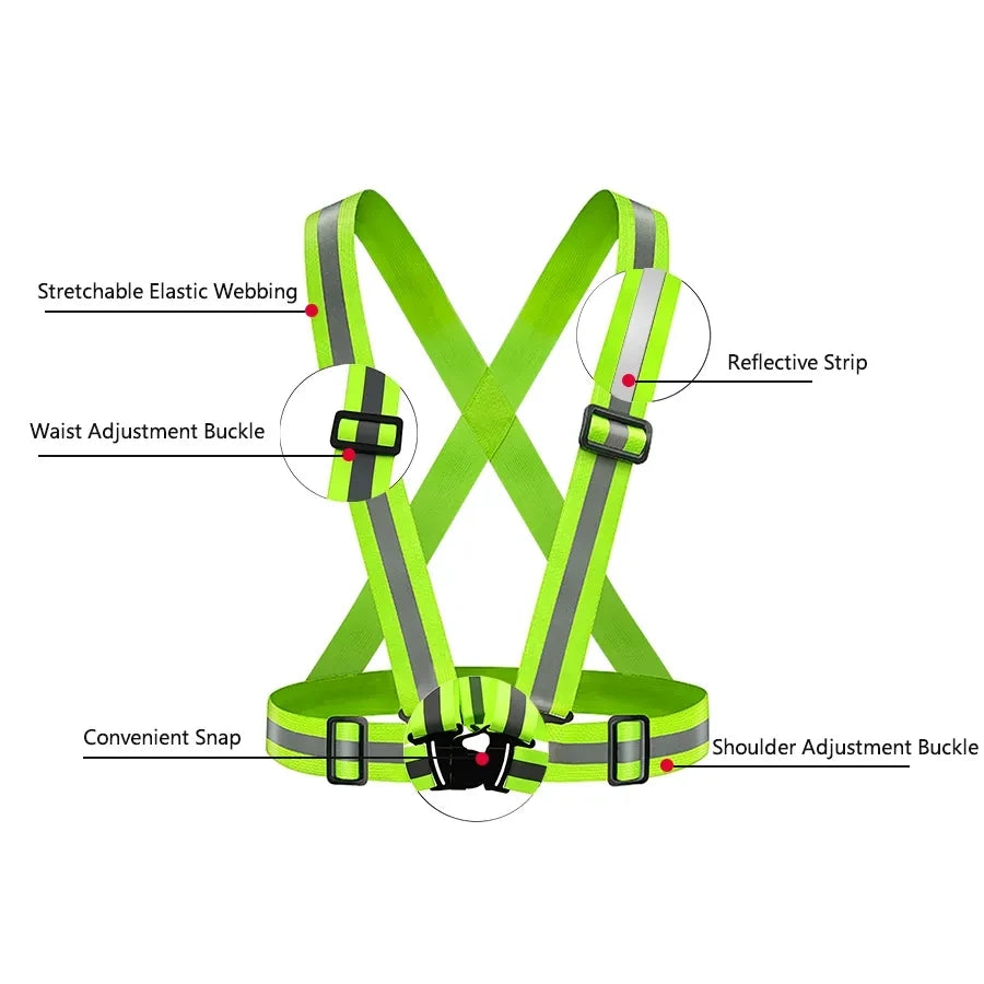 Highlight Adjustable Lightweight Reflective Vest Outdoor Night Walking Safety Vests Biking Safety Straps Waterproof Running Gear