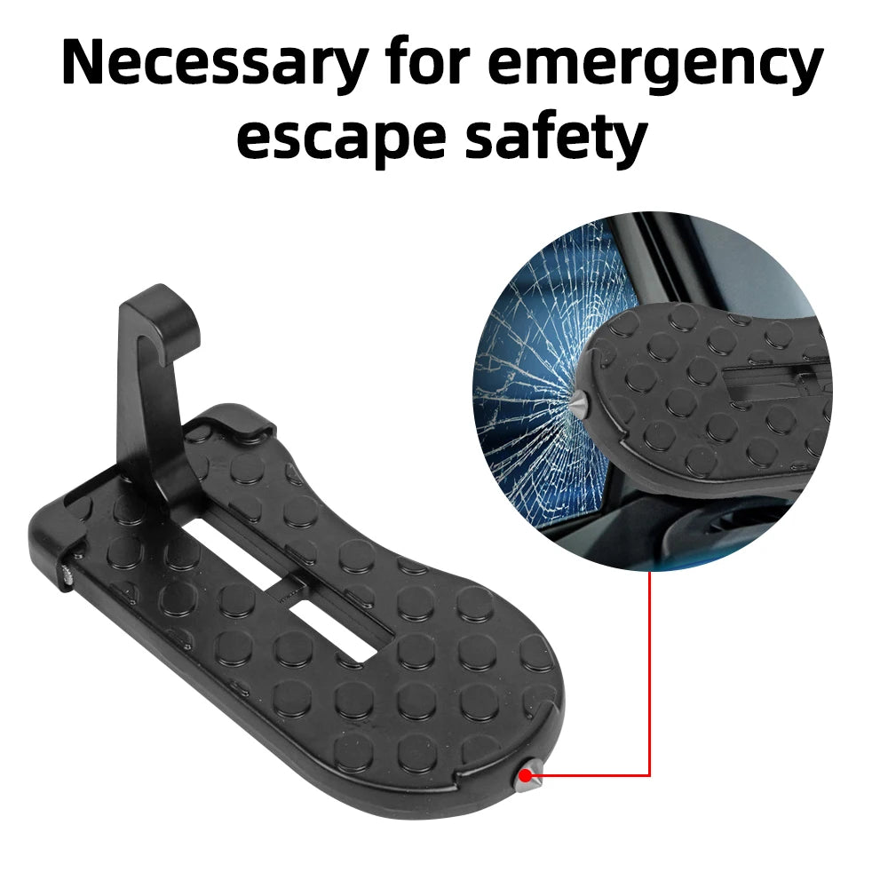 CAER Foldable Car Roof Rack Step Car Door Step Universal Latch Hook Auxiliary Walking Foot Pedal Aluminium Alloy Safety Hammer