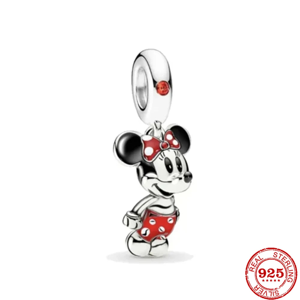 925 Sterling Silver Herocross 2024 Minnie Mickey Charm Beads Fit Original Pandora Bracelet DIY Jewelry Christmas Gift