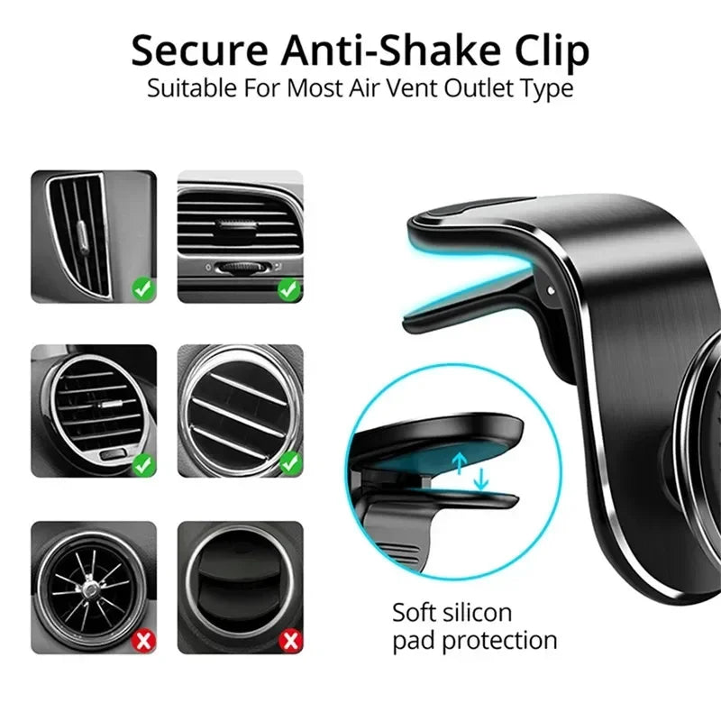 Magnetic Car Phone Holder Air Vent Clip Mount Mobile Cellphone GPS Support For Xiaomi iPhone 15 Huawei Samsung Phone Car Stand