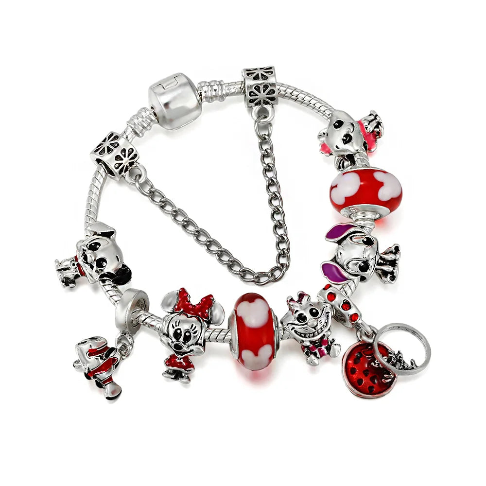 Disney 100th Princess Pumpkin Cart Mickey Minnie Dumbo Charm Stitch Beads Fit Original Pandora Bracelets DIY Jewelry Gifts Toy