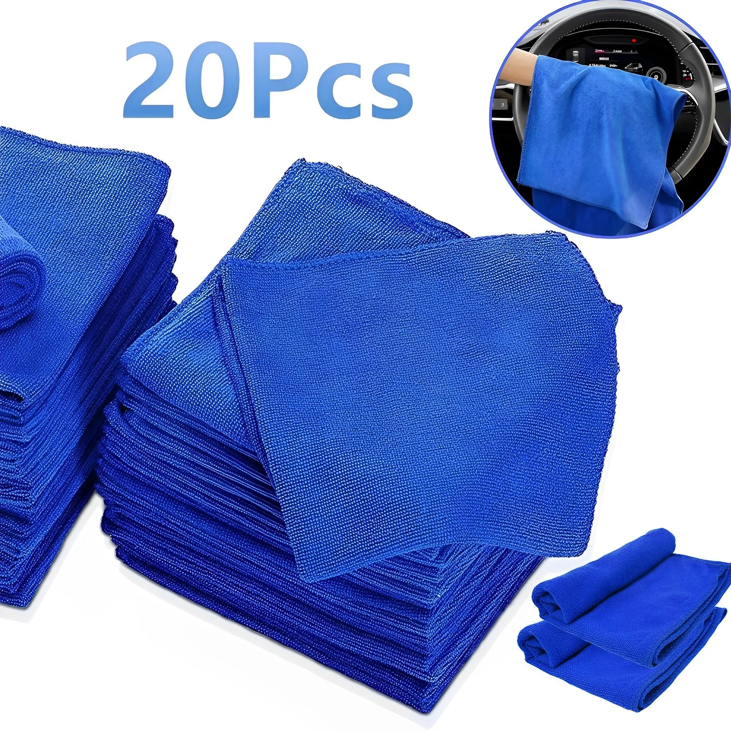 20Pcs Car Wash Microfiber Towels Auto Wash Drying Cloth Hemming Towel Car Care Cloth Detailing Polishing Towel Car Cleaning Tool