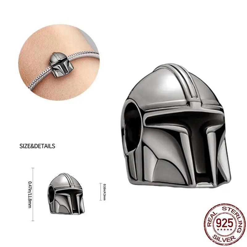 New Charm plata de ley 925 Silver Disney Star Warsries Mandalorian Helmet Charm Bead Fit Original brand bracelet Birthday Gift