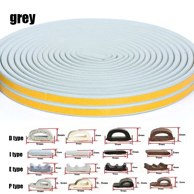 5M/10M Door Window Seal Strip DIEP Self-adhesive Acoustic Foam Sealing Strip Tape Insulation Windproof Rubber Weatherstrip