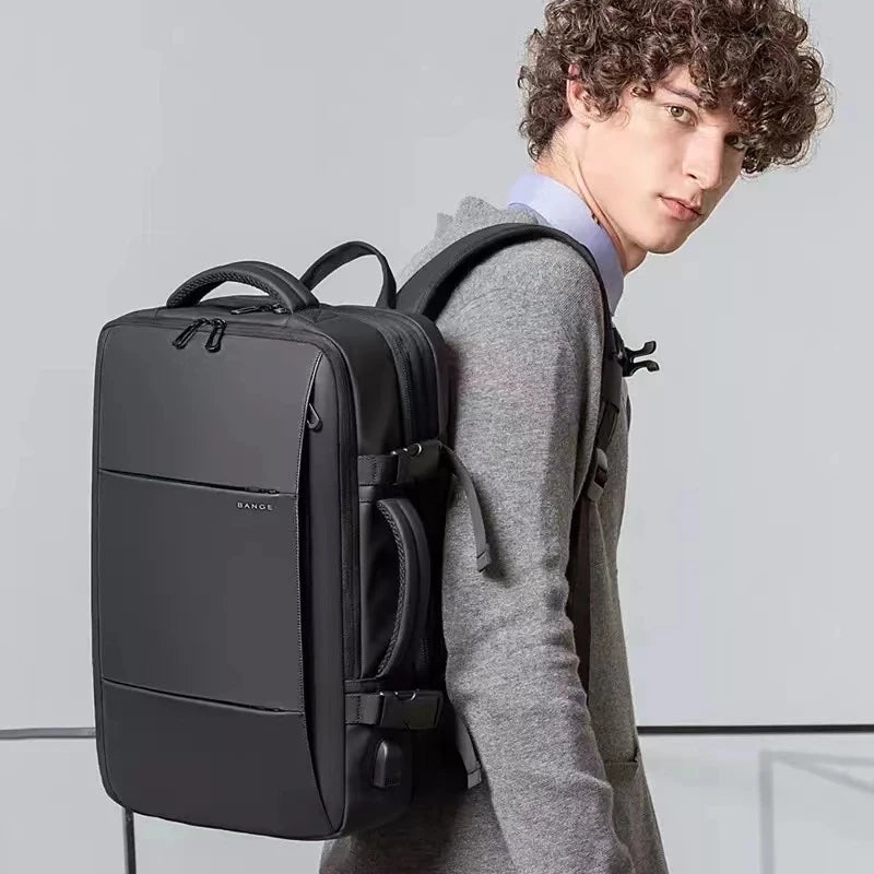 BANGE Travel Backpack Men Business Backpack School Expandable USB Bag Large Capacity 17.3 Laptop Waterproof Fashion Backpack