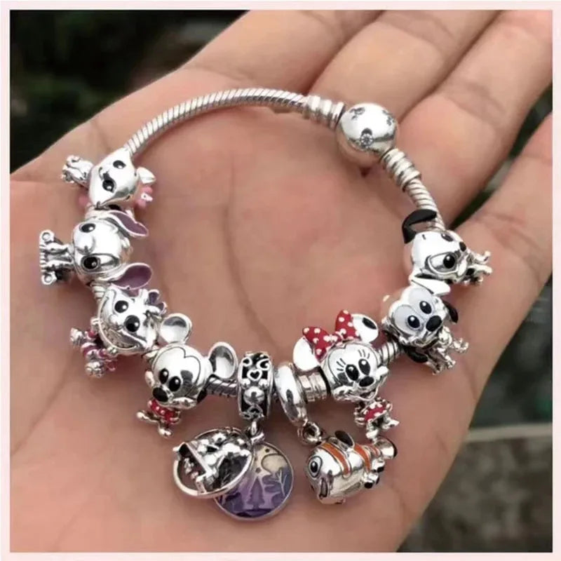 Disney 925 Silver Dumbo Clip Charm Mickey Minnie Love Heart Beads Fit Original Pandora Bracelets DIY Pendant Women Jewelry Girl