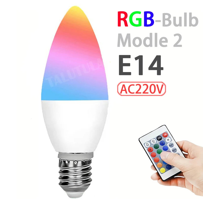 16 Colors RGB Bulb LED Multicolor Bulb E27 Base 220V Household Lighting Dimmable 24 Key Remote Control Atmosphere Neon Light