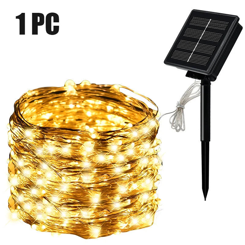 Outdoor Solar String Light 500/300/200/100/50 LED Fairy Garland 8 Mode Garden Yard Party Christmas Decoration Copper Wire Lamp