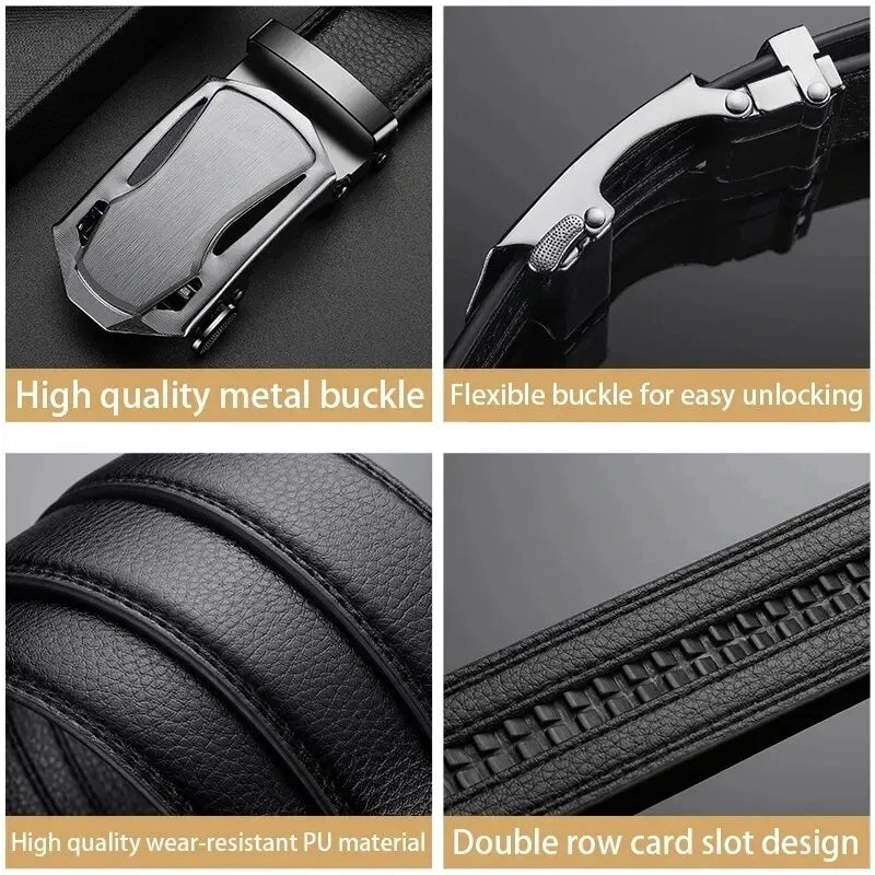 Fashion Business Men'S Belt Genuine Luxury Brand Belt Metal Buckle Belt High-Quality PU Leather Soft Belt With Cargo Pants Jeans