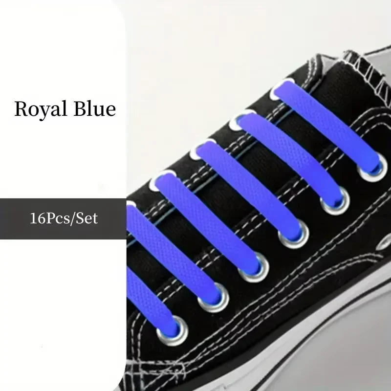 16pcs/pack Elastic No-Tie Silicone Shoelaces - Convenient, Stretchy and Flexible Laces for Sneakers Casual Shoes and Sports Shoe