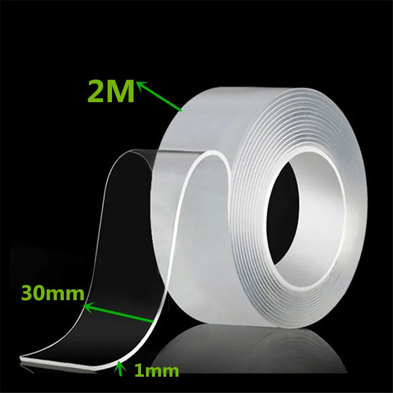 1m 2m 3m 5m Nano Tape Double Sided Tape Transparent Reusable Waterproof Adhesive Strong Tapes Cleanable Kitchen Bathroom Supplie