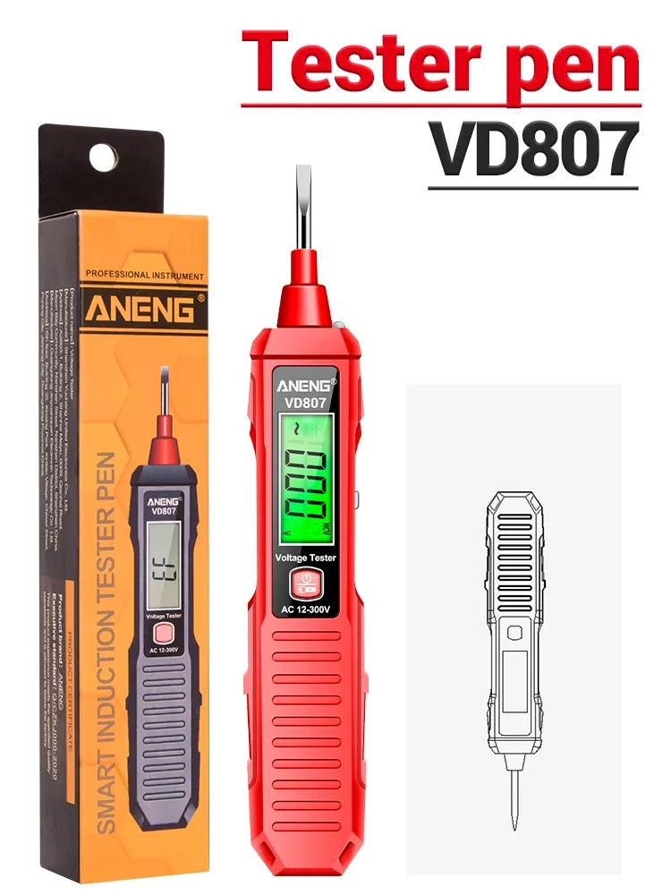 ANENG VD807 One-word Induction Portable 50/60Hz Smart Electric Pen Tester NCV Sensor AC 12-300V Non-contact Wire Detector Tools