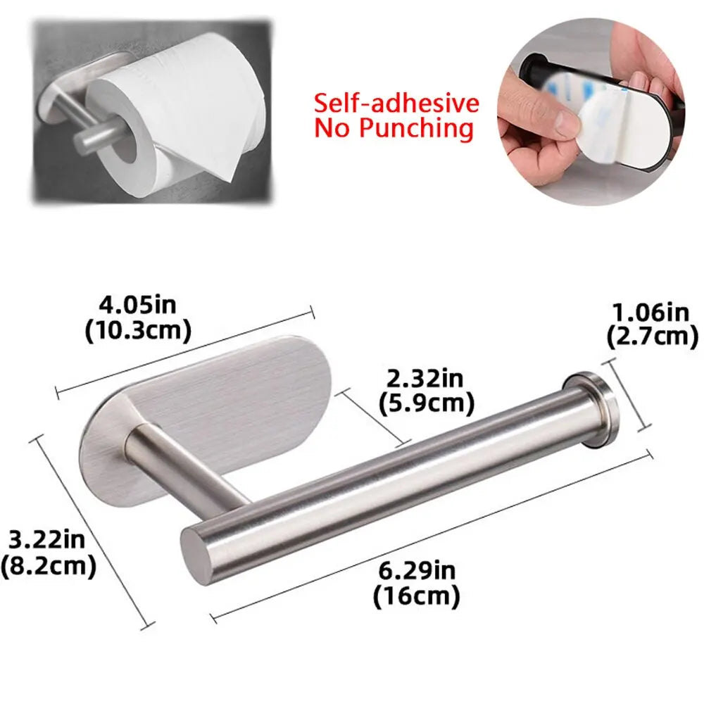 Adhesive Toilet Paper Holder Kitchen Roll Towel Rack Napkin Dispenser Absorbent Stand Tissue Hanger Bathroom Accessories