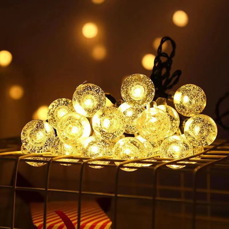 Solar Crystal Globe LED String Lights 60 LED 8 Lighting Modes IP65 Fairy Light Christmas Garland For Garden Party Decor 1pc/2pcs