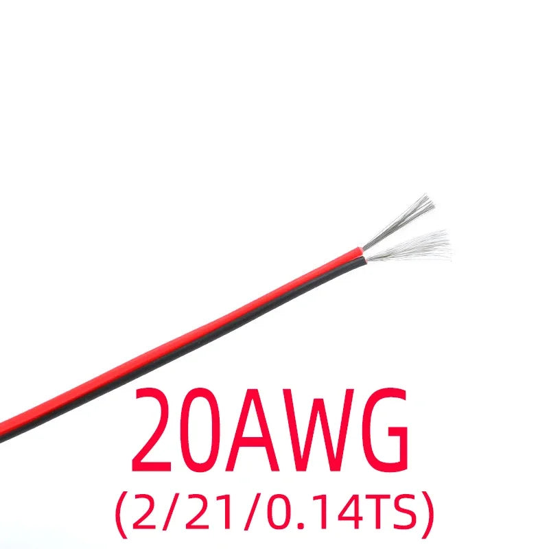 2 Pin Electrical Wire Tinned Copper 18/20/22/24/26 AWG insulated PVC Extension LED Strip Cable Red Black Wire