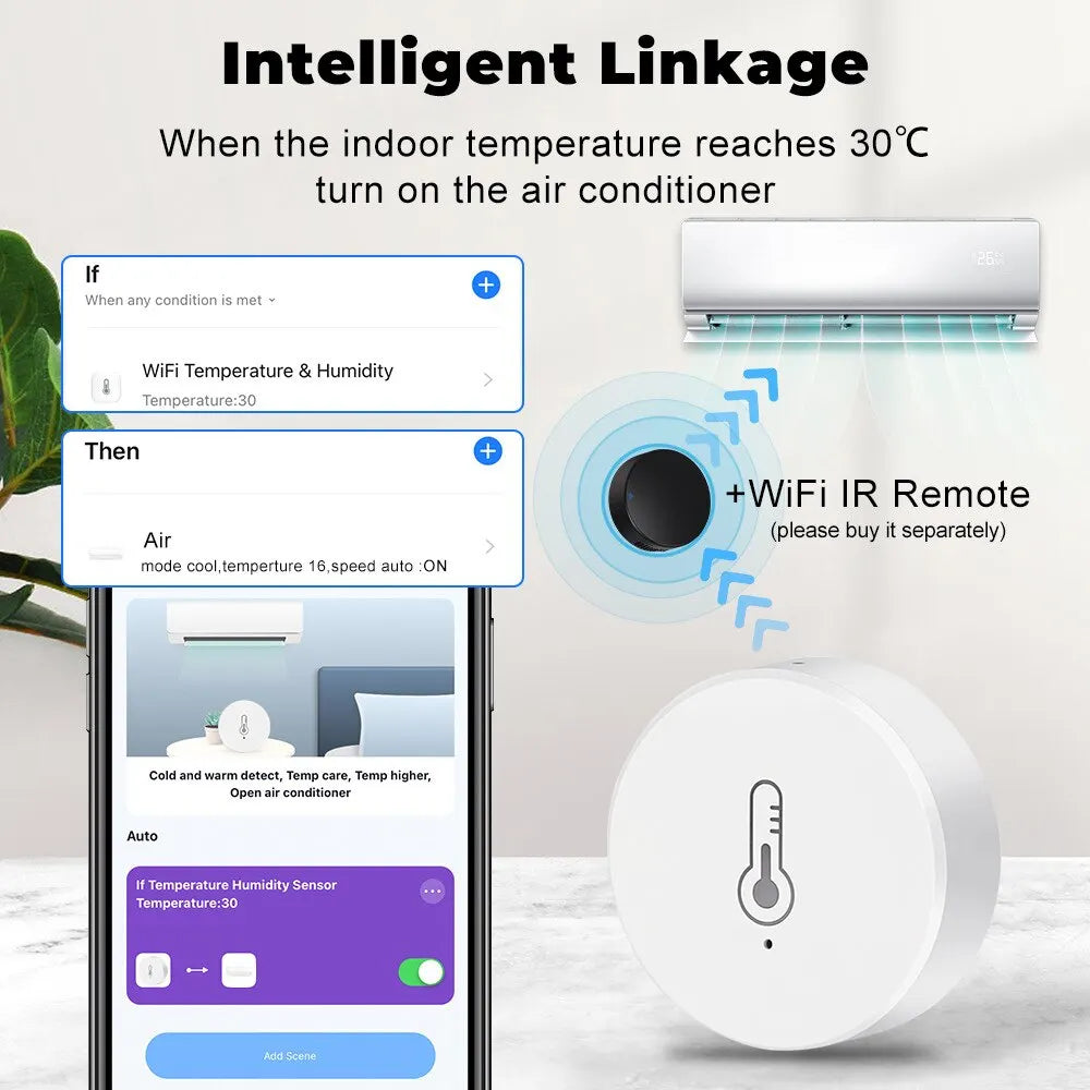 Tuya ZigBee Mini Temperature Humidity Sensor Smart Home Remote Monitor Works with Gateway Alexa Google Home Voice App Control