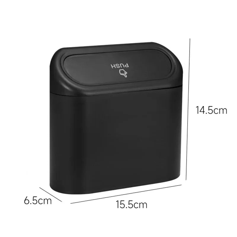 1L Portable Car Debris Box Hanging Mini Car Trash Can ABS Square Pressing Trash Bin Auto Interior Storage Bin Accessories