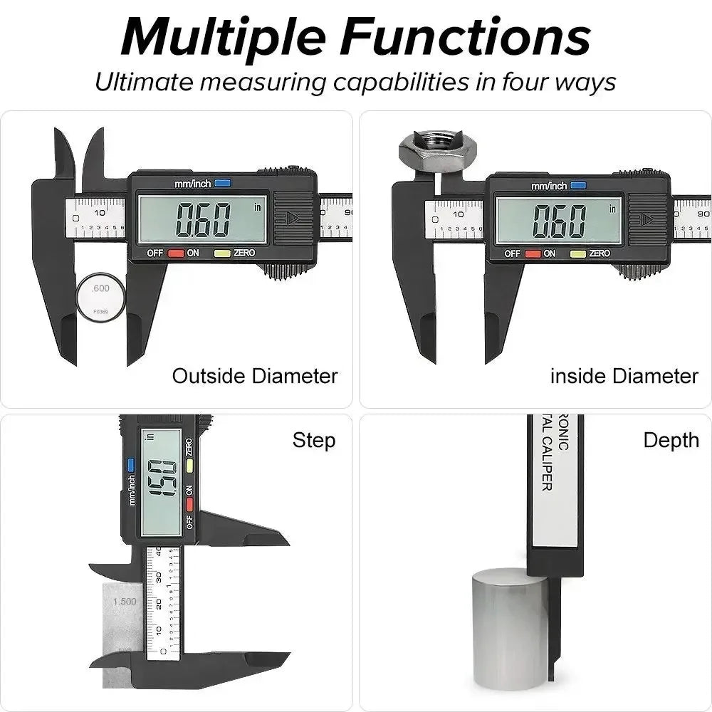 Digital Vernier Calipers Measure 150mm 6inch LCD Electronic Carbon Fiber Gauge Height Measuring Instruments Micrometer