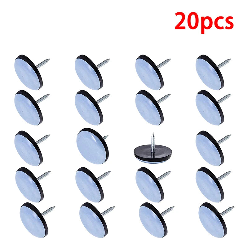 20pcs Nail on Furniture Glides Pads Household Furniture Sliders Chair Leg Movers Floor Protectors Pads Furniture Accessories