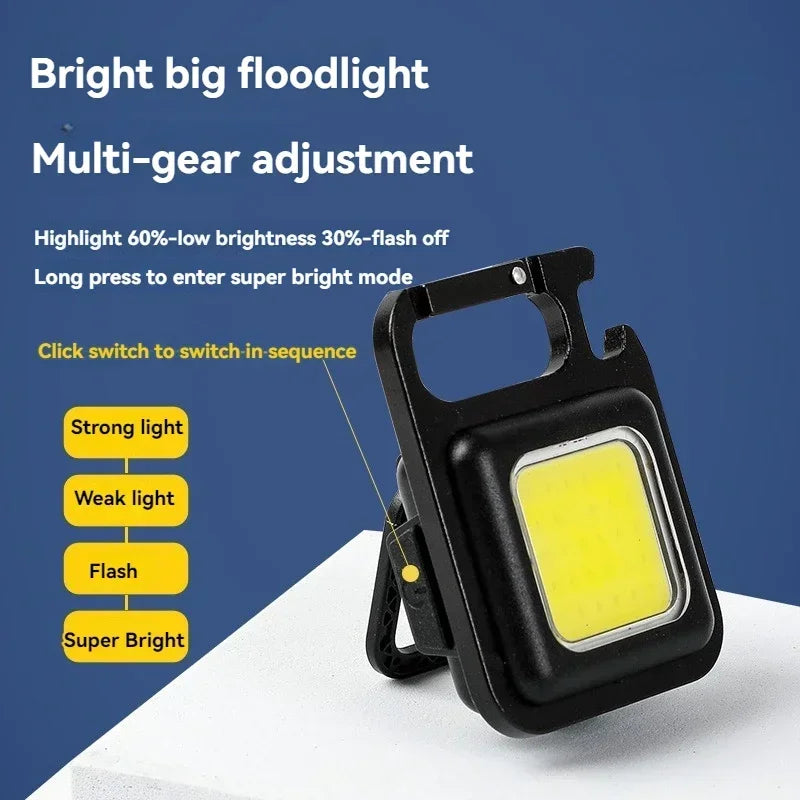 Convenient Carry-on Keychain Camping Light Multi-function COB Rechargeable Emergency Light Mini High Bright Camping Lights