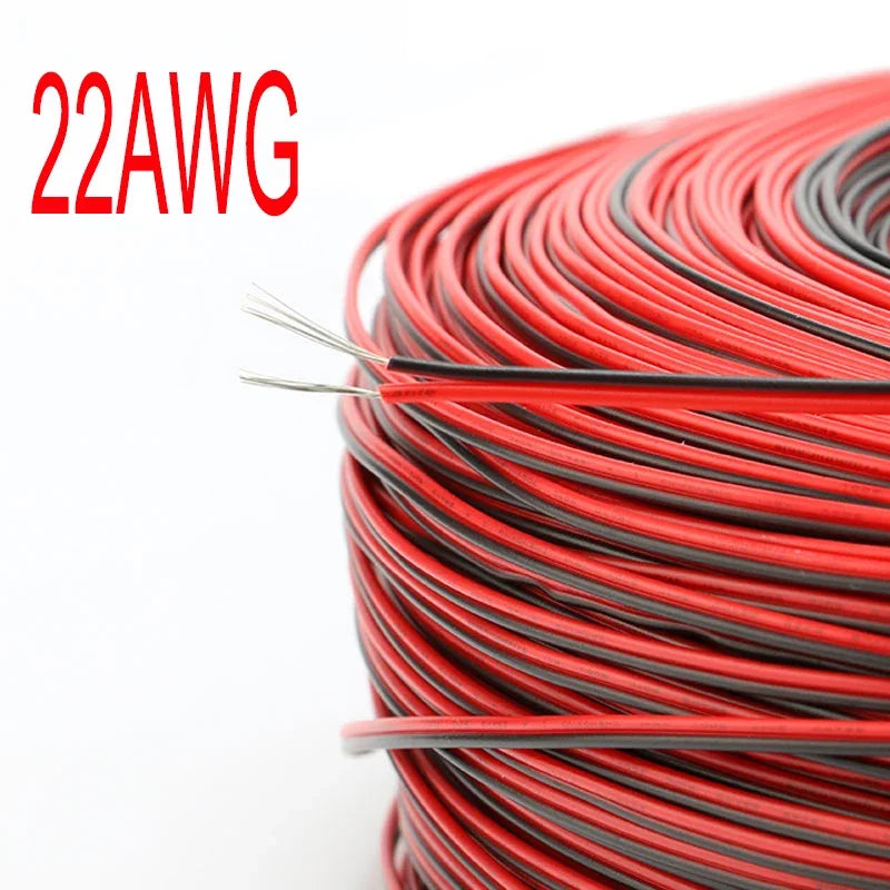 2 Pin Electrical Wire Tinned Copper 18/20/22/24/26 AWG insulated PVC Extension LED Strip Cable Red Black Wire