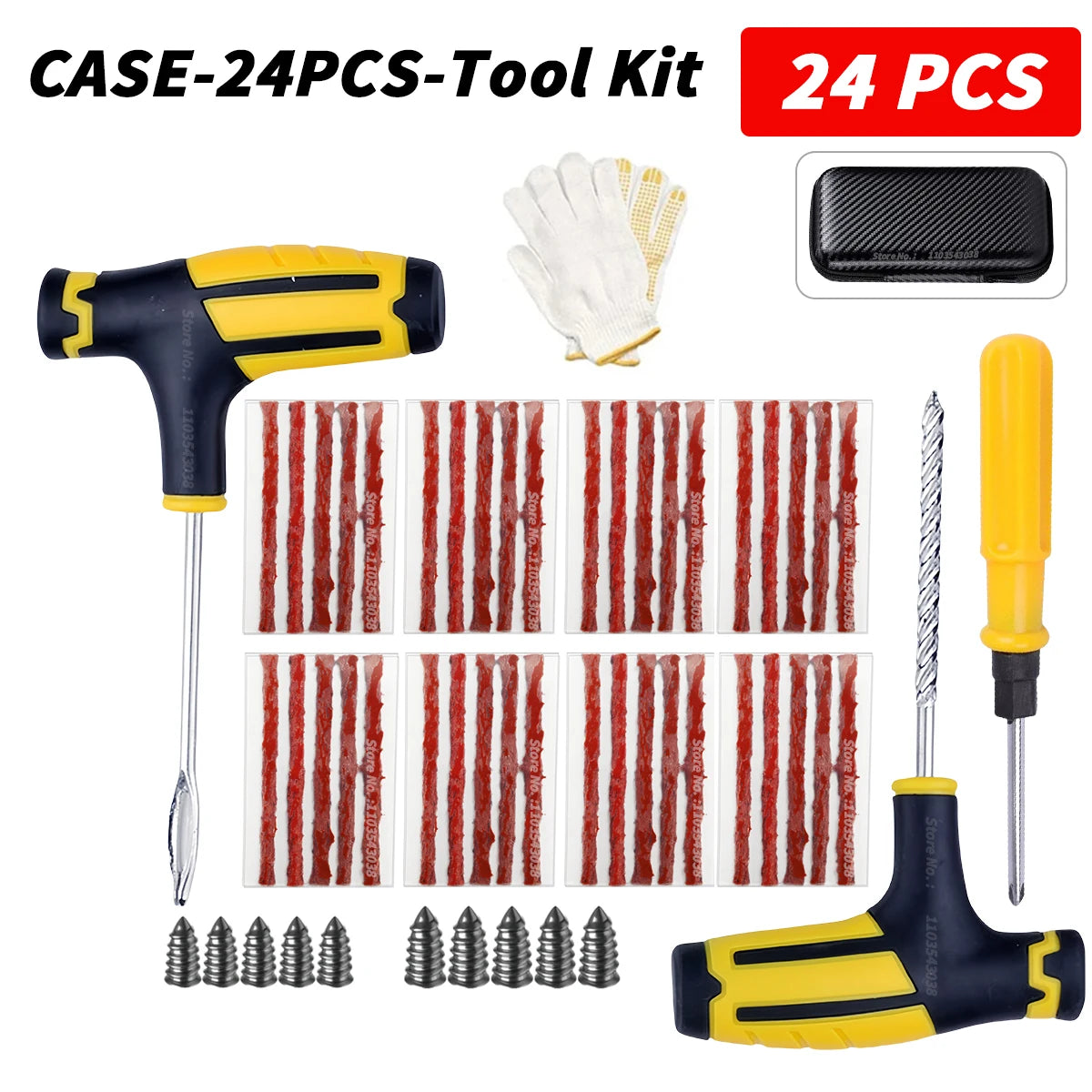 Car Tire Repair Kit Puncture Plug Tools Tyre Puncture Emergency for Universal Tire Strips Stiring Glue Repair Tool Kit