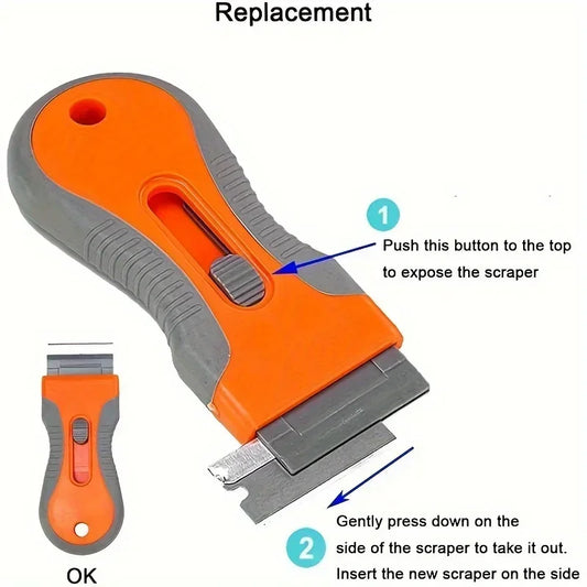 1 Set Glue removal blade With 10 Blades, Telescopic Adjustment Knife, Cleaning Scraper Tool For Removing Labels,Stickers,Paint