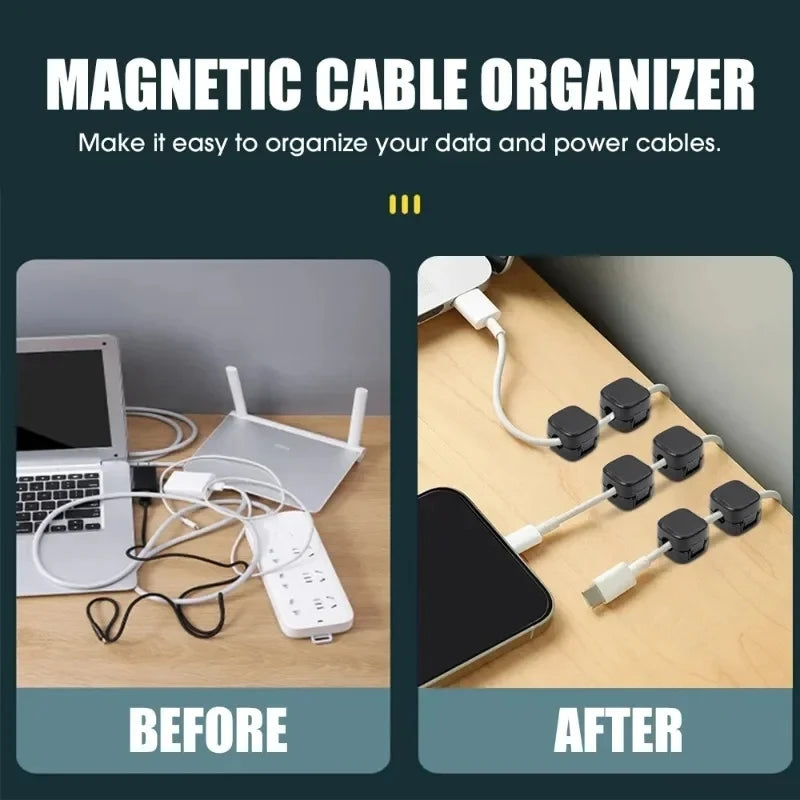 Magnetic Cable Clip Cable Holder Adhesive Wire Keeper Cord Cable Organizer for Home Office Under Desk Management