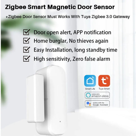 Tuya Smart Door Sensor Zigbee Door Window Open Closed Detector Smart Home Security Alarm System Smart Life APP Control