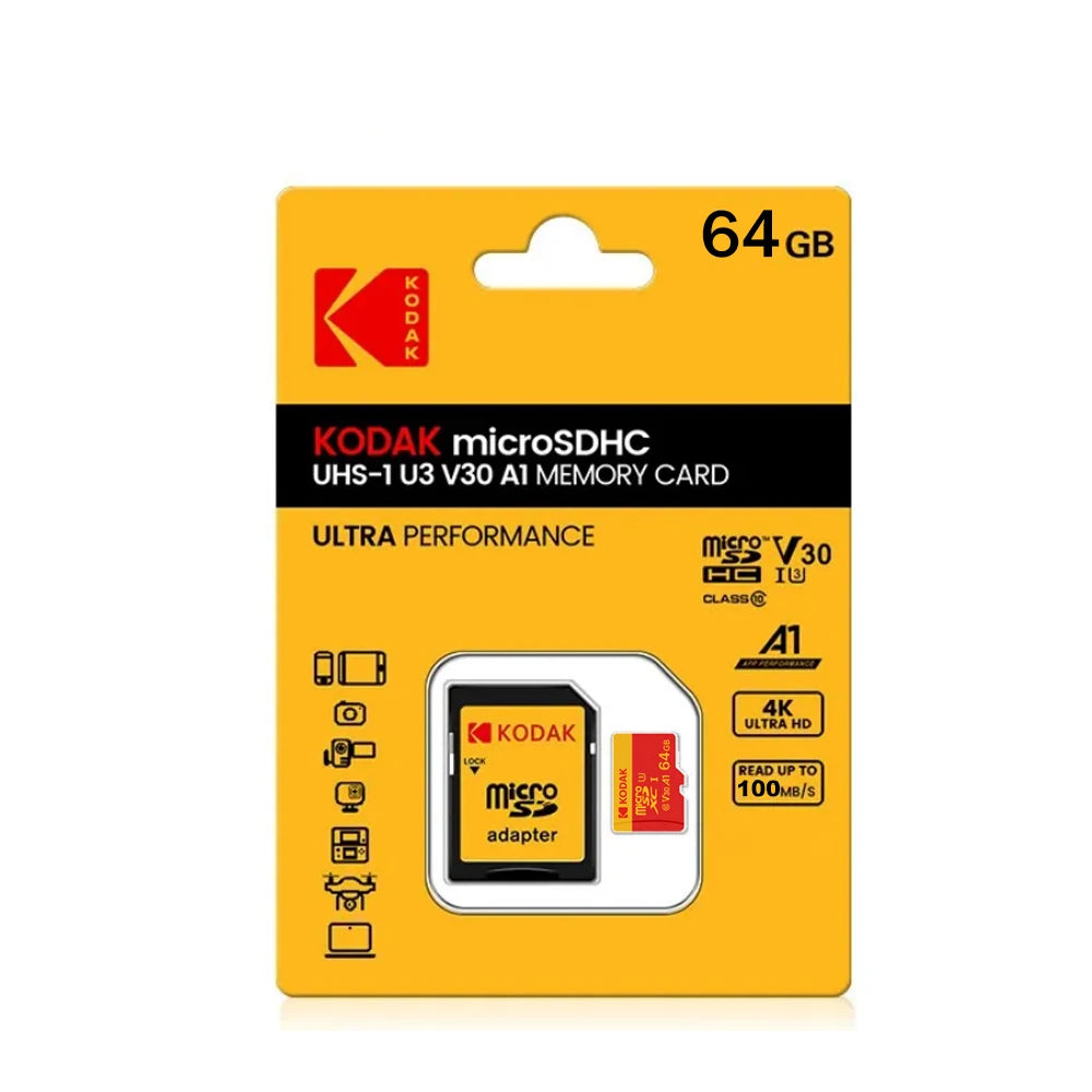 KODAK Micro SD Card Memory Card Class 10 256GB 128GB 64GB 32GB 4K High Speed Cartao De Memoria Flash Memory TF Mecard C10