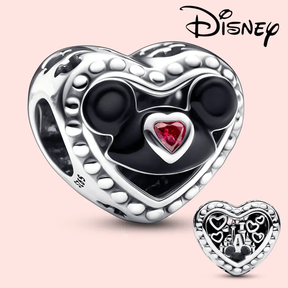 Disney 925 Silver Dumbo Clip Charm Mickey Minnie Love Heart Beads Fit Original Pandora Bracelets DIY Pendant Women Jewelry Girl