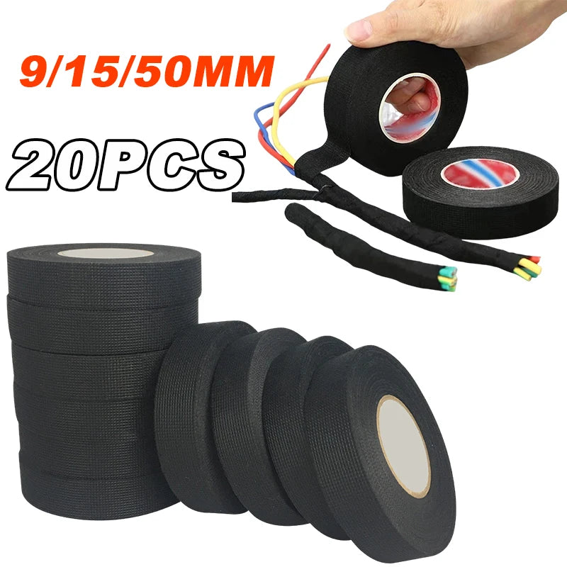 Electrical Insulating Tape Heat Resistant Harness Tape 9/15/50MM Car Cable Harness Wiring Loom Protection Waterproof Tape