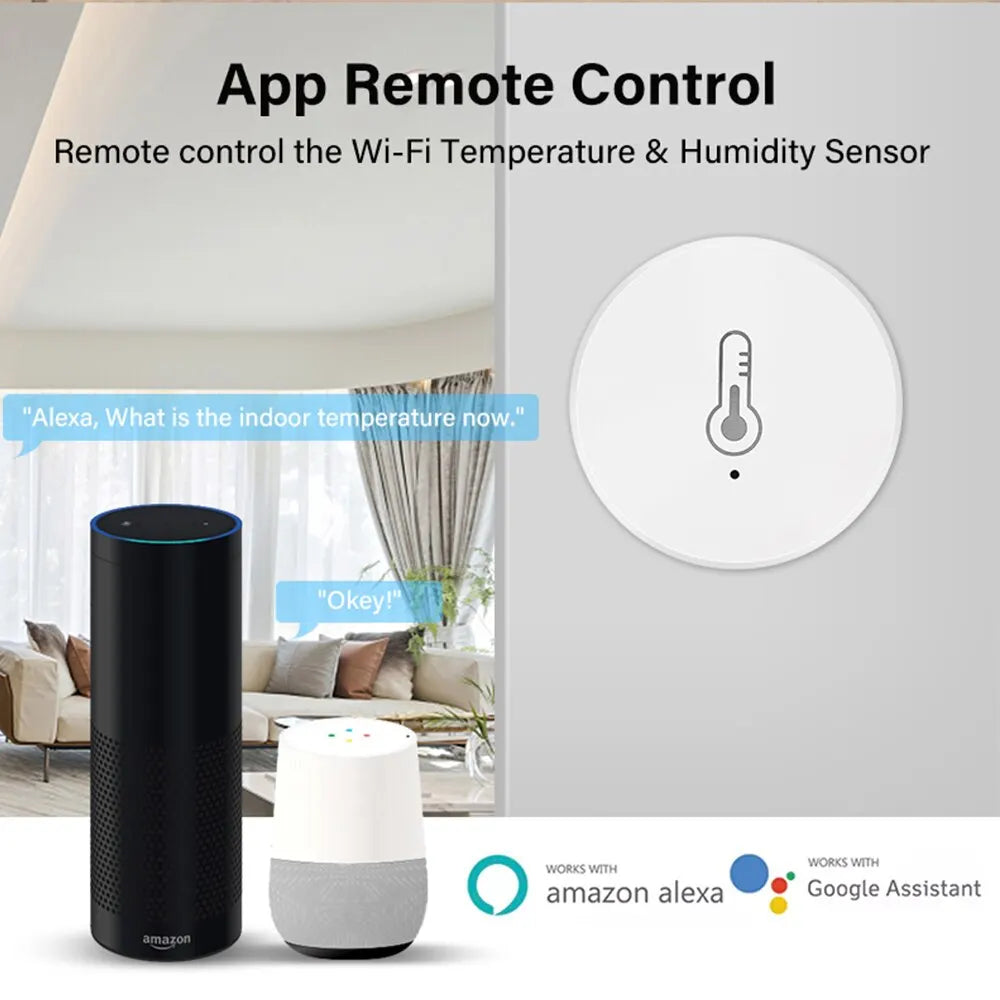 Tuya ZigBee Mini Temperature Humidity Sensor Smart Home Remote Monitor Works with Gateway Alexa Google Home Voice App Control